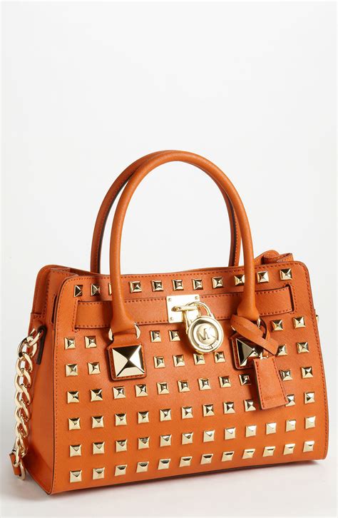 michael kors studded hamilton handbag|michael kors hamilton satchel large.